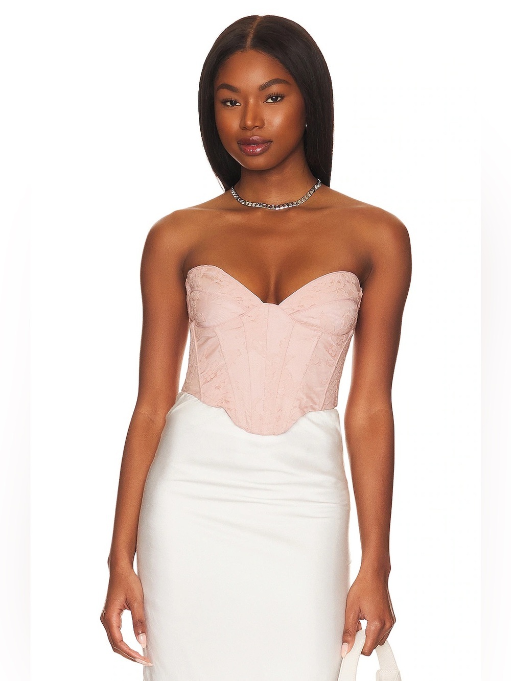 NWT Revolve Bardot Pink Ellie Floral Lace Corset Top Bustier Medium